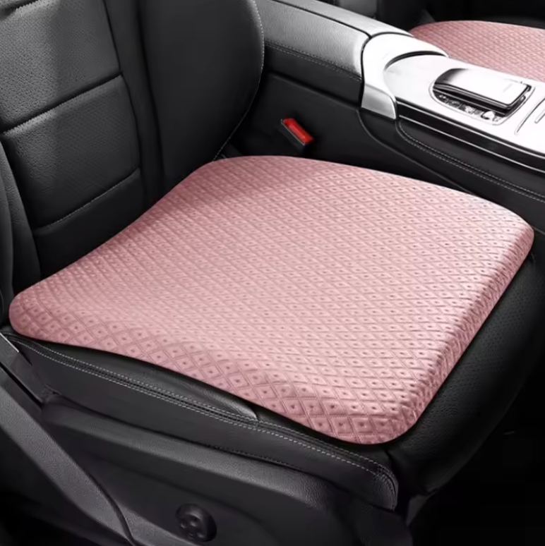 Car Seat Cushion with Memory Cotton Lumbar Support (Pink)