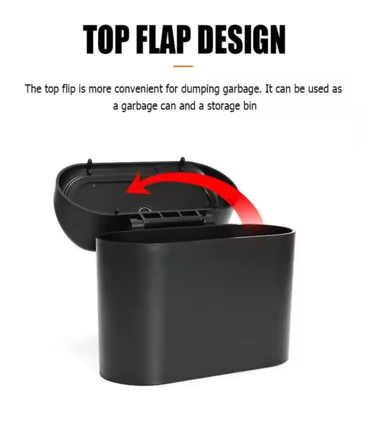 Mini Car Trash Can with Push-Open Lid