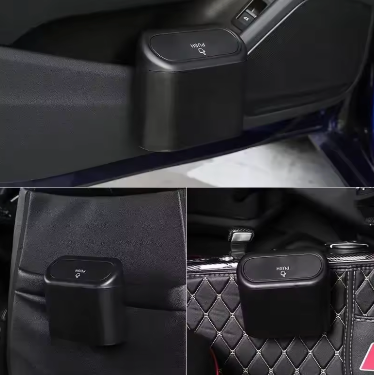 Mini Car Trash Can with Push-Open Lid