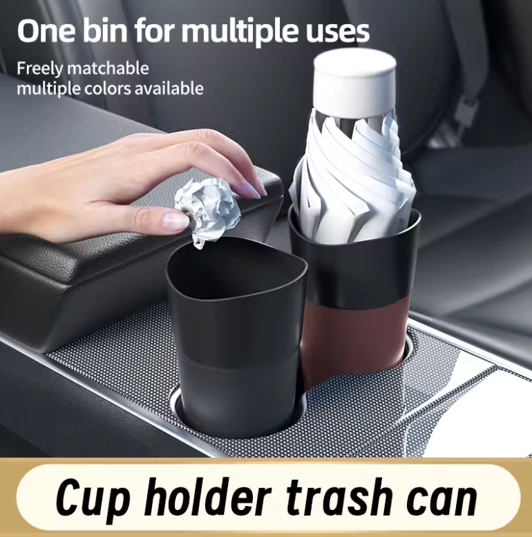 Mini Colorful Leather Car Trash Can (Wine Red)