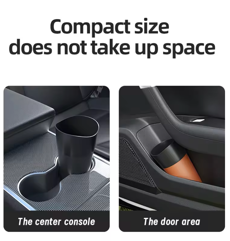 Mini Colorful Leather Car Trash Can (Black)